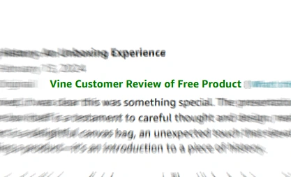 Image from Amazon site of Vine Customer Review of Free Product